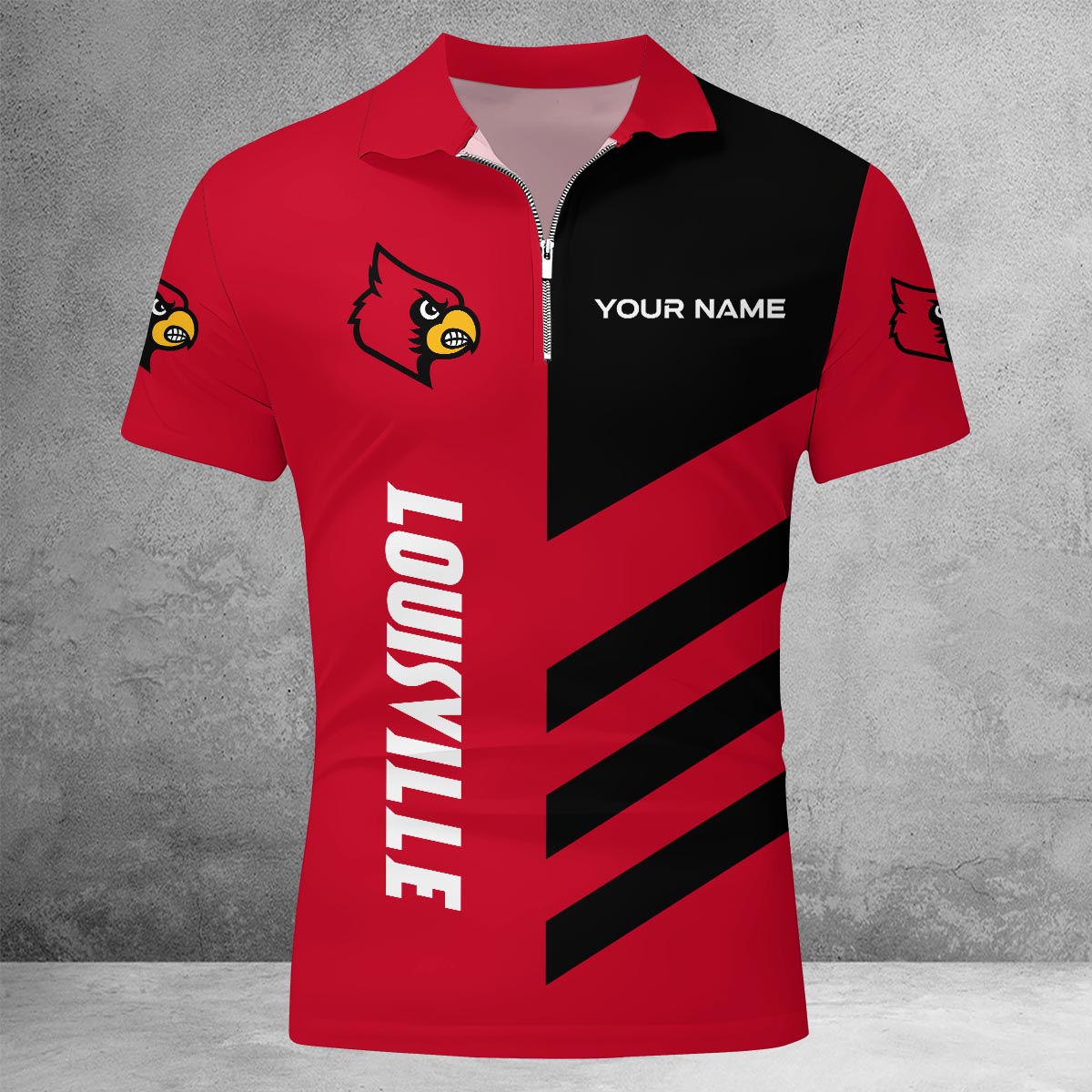 Sportswearmerch Louisville Cardinals NCAA Lapel Zip Polo Shirt For Fan