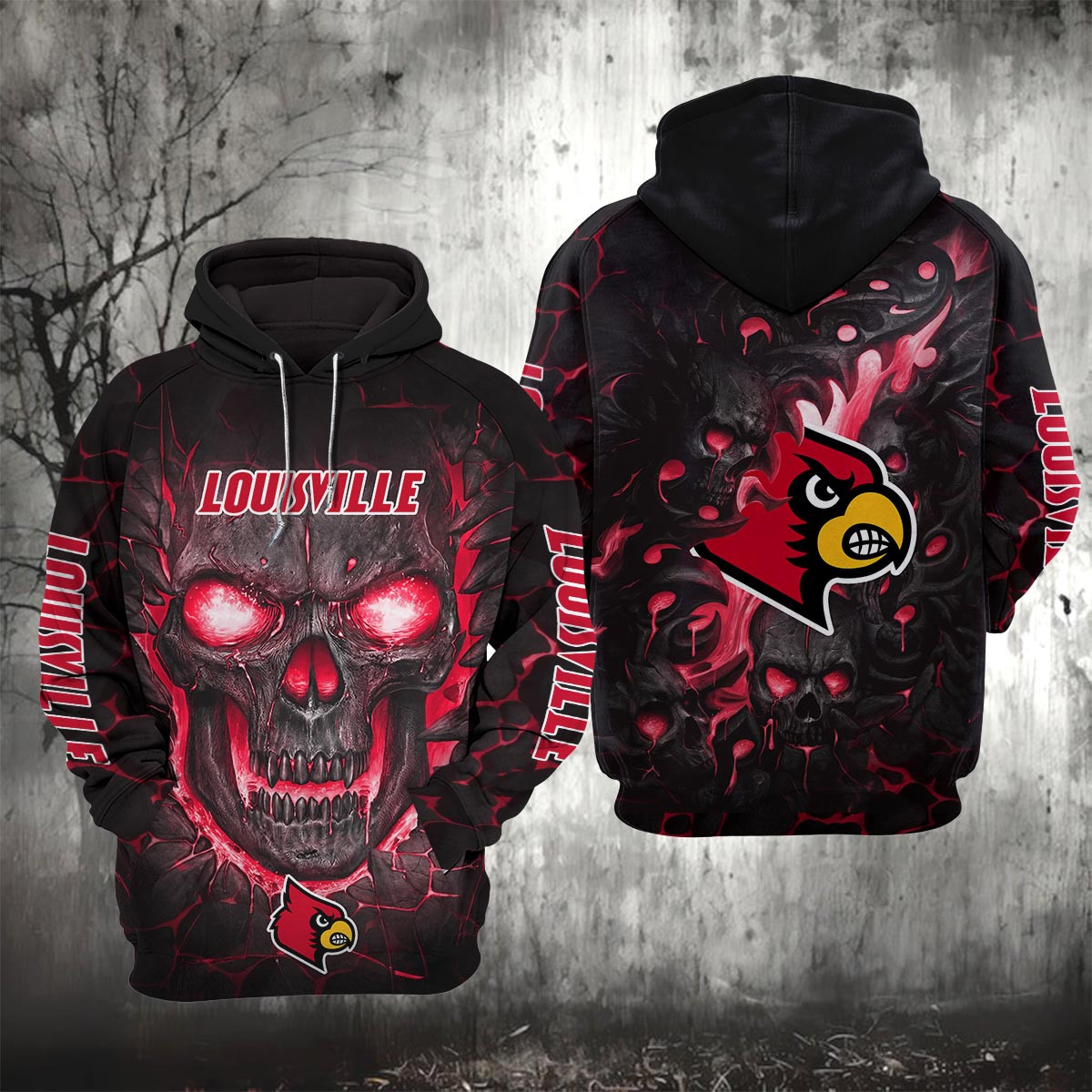 Sportswearmerch Louisville Cardinals NCAA Lava Skull Hoodie For Fan