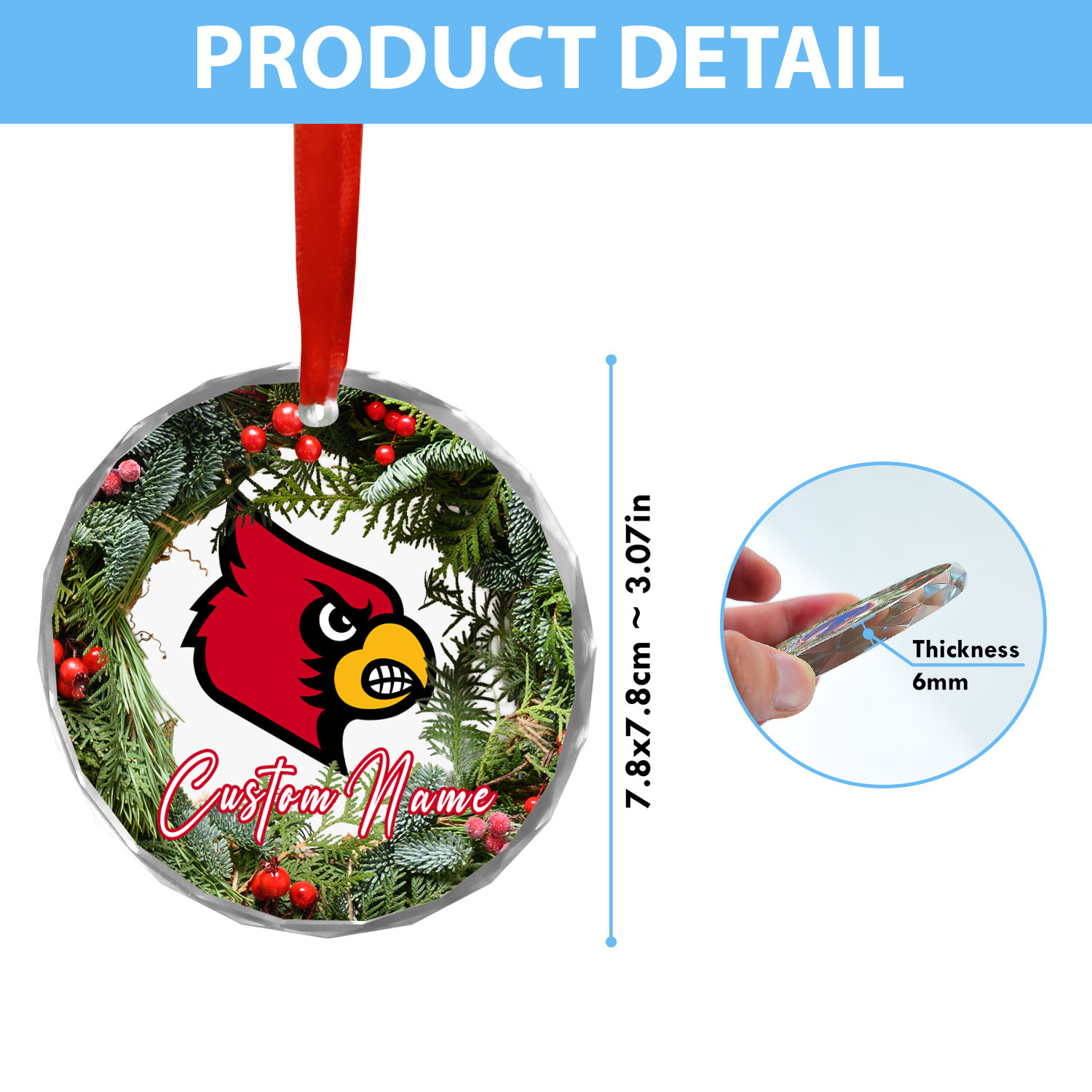 Sportswearmerch Louisville Cardinals NCAA x Christmas Glass Ornament Gift For Fans