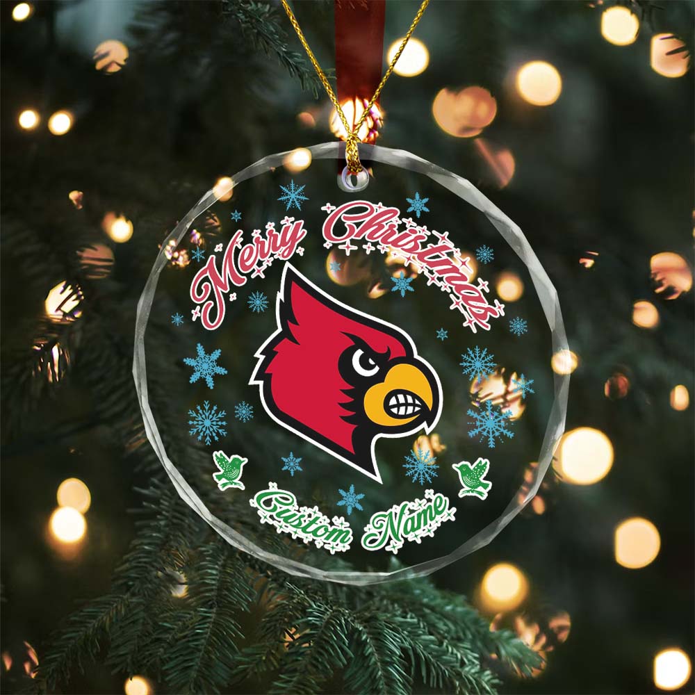 Sportswearmerch Louisville Cardinals NCAA x Christmas Glass Ornament Gift For Fans