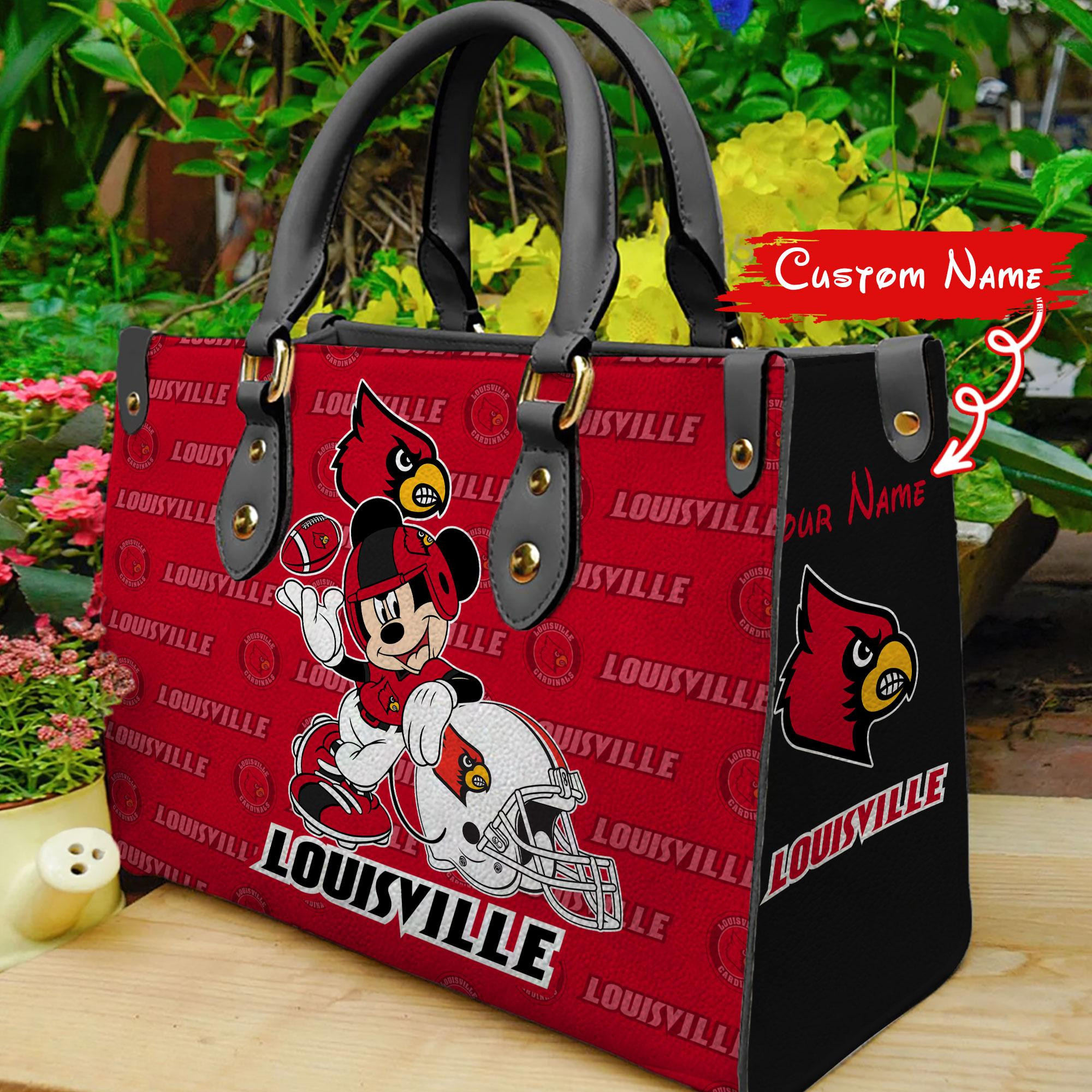 Sportswearmerch Louisville Cardinals NCAA x Mickey Women Leather Handbag For Fan