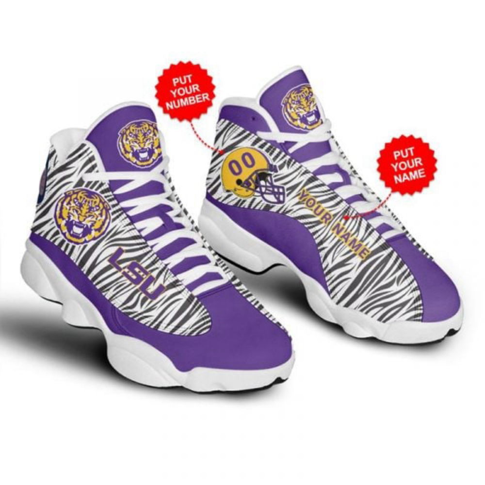 Sportswearmerch LSU Tigers NCAA Camo AJ13 Sneakers Shoes For Men And Women
