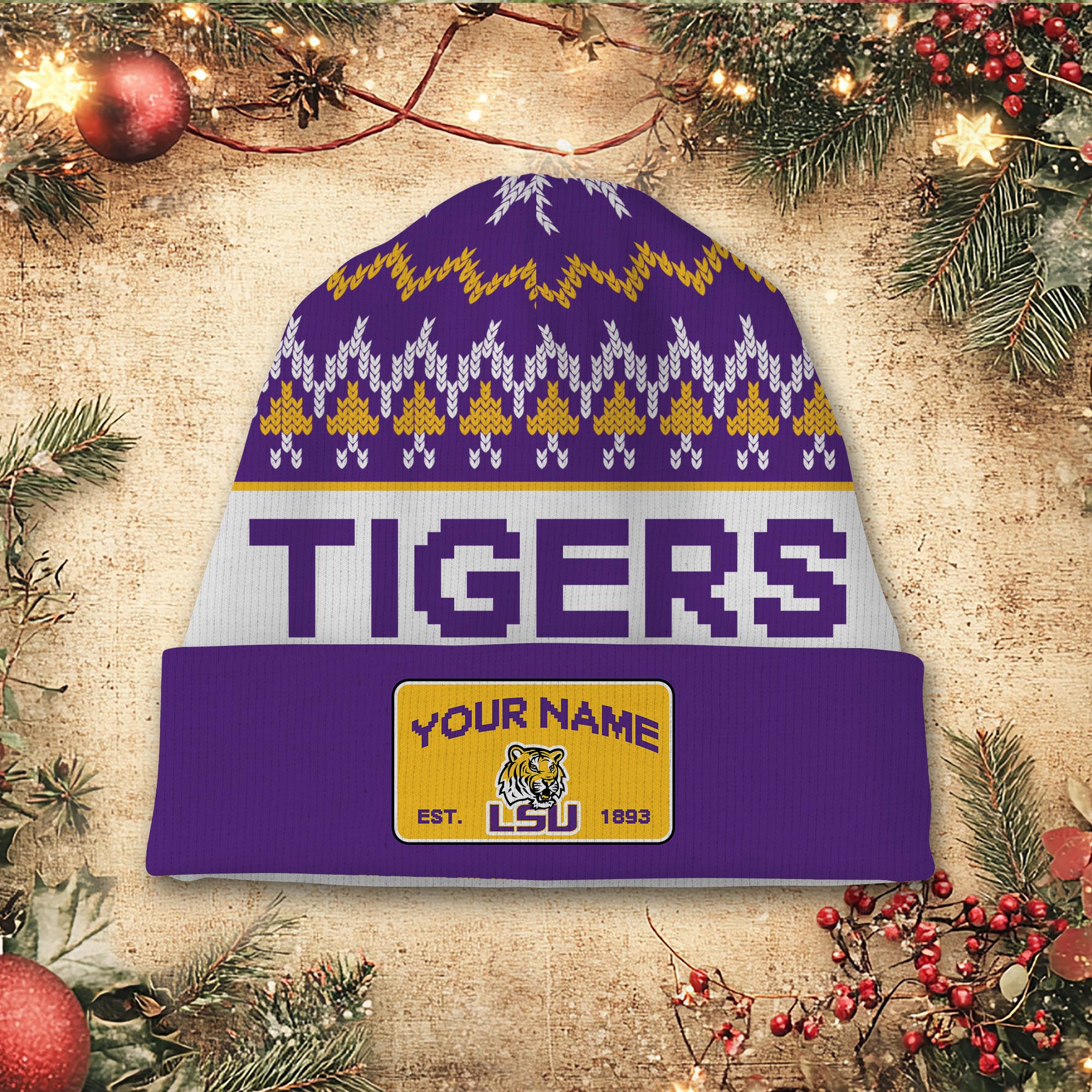 Sportswearmerch LSU Tigers NCAA Christmas Beanie Hat For Fan
