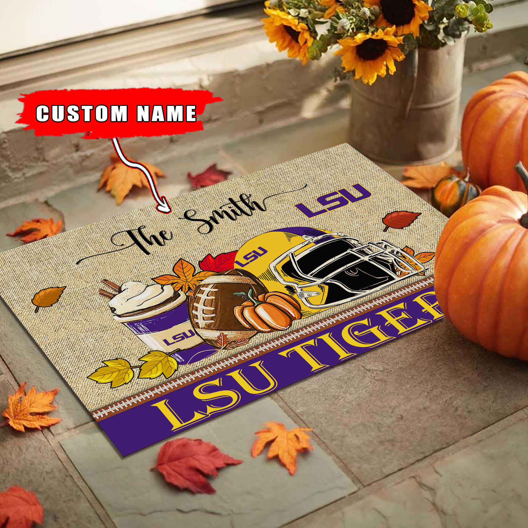 Sportswearmerch LSU Tigers NCAA Fall Football Custom Doormat For Fan