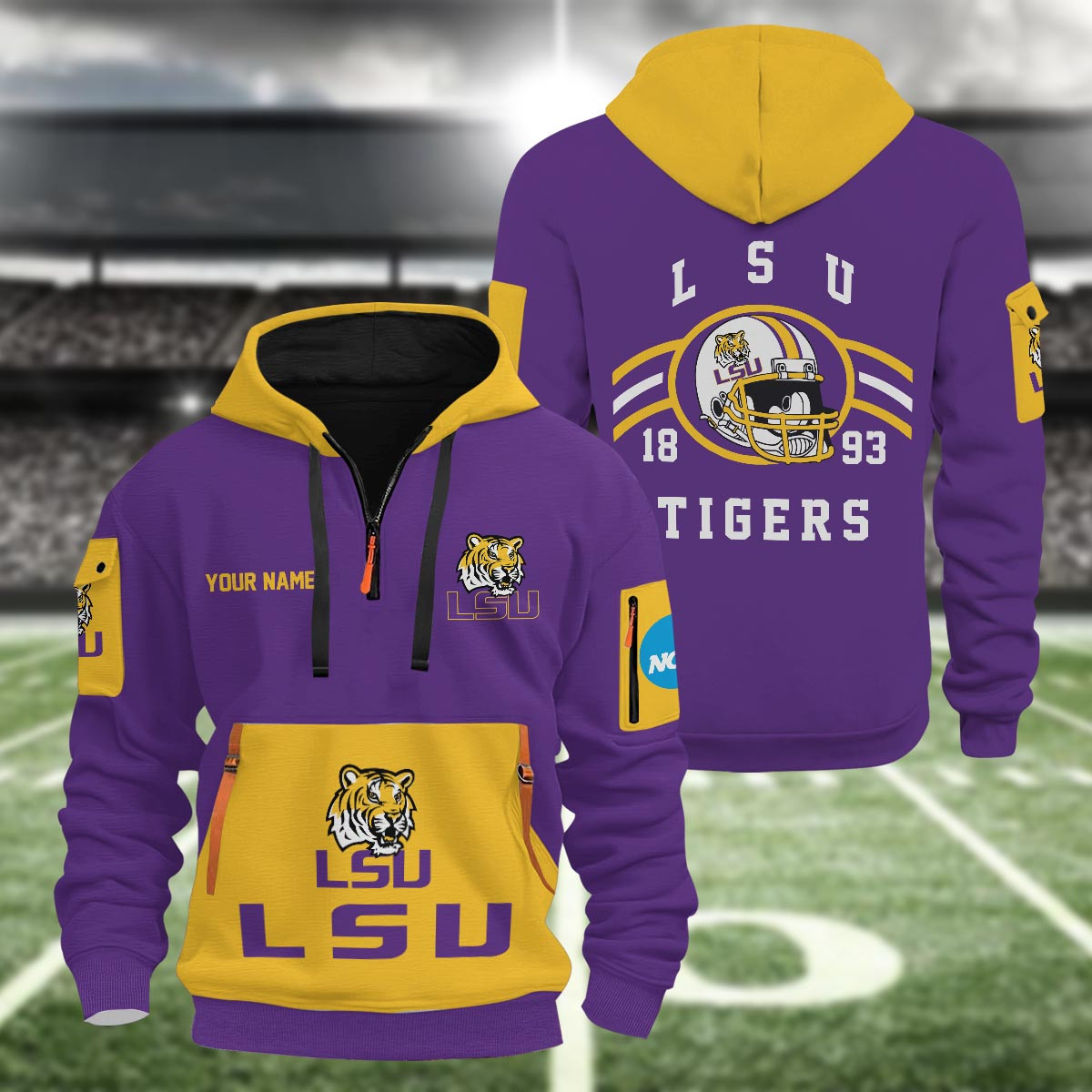 Sportswearmerch LSU Tigers NCAA Half Zip Hoodie Personalized For Fan