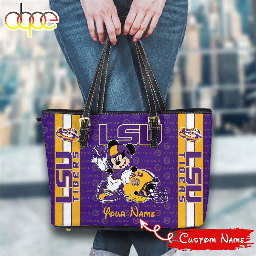 Sportswearmerch Lsu Tigers NCAA Mickey Women Leather Tote Bag For Fan