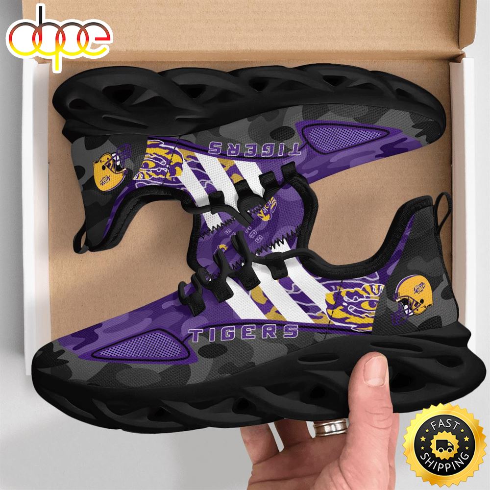 Sportswearmerch LSU Tigers NCAA Military Camouflage Max Soul Shoes Sneakers For Men And Women