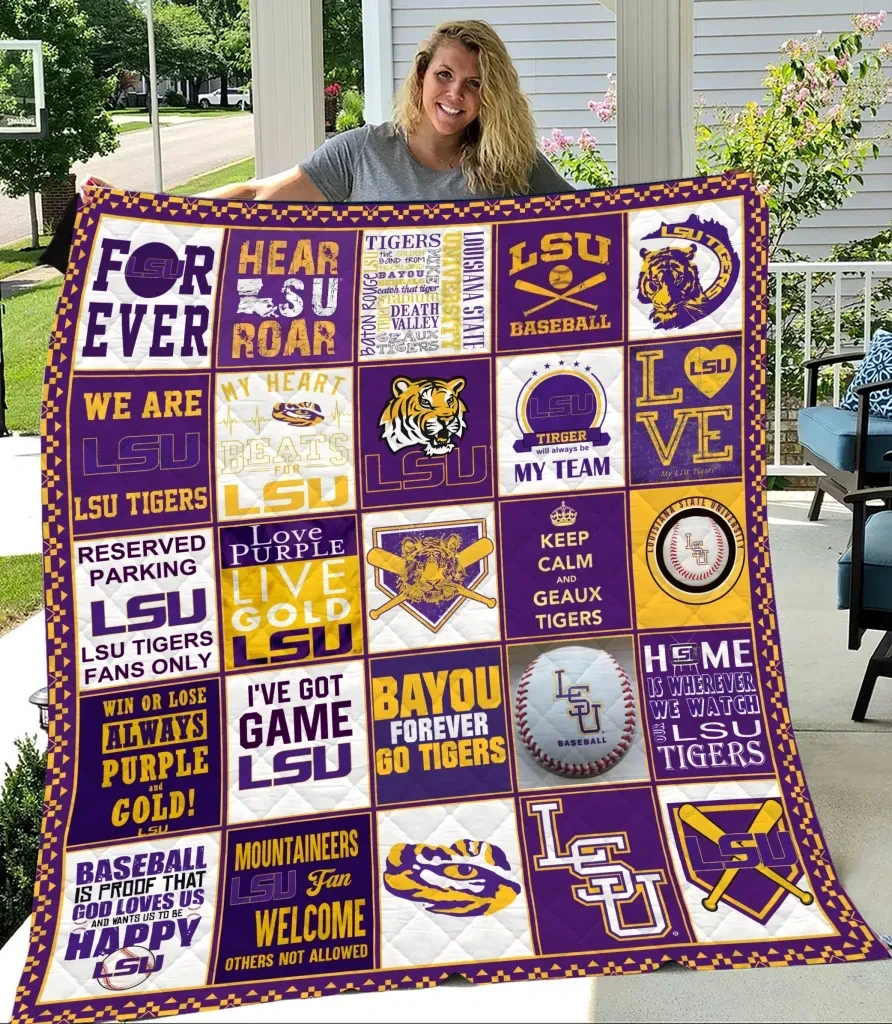 Sportswearmerch LSU Tigers NCAA Quilt Blanket For Fan