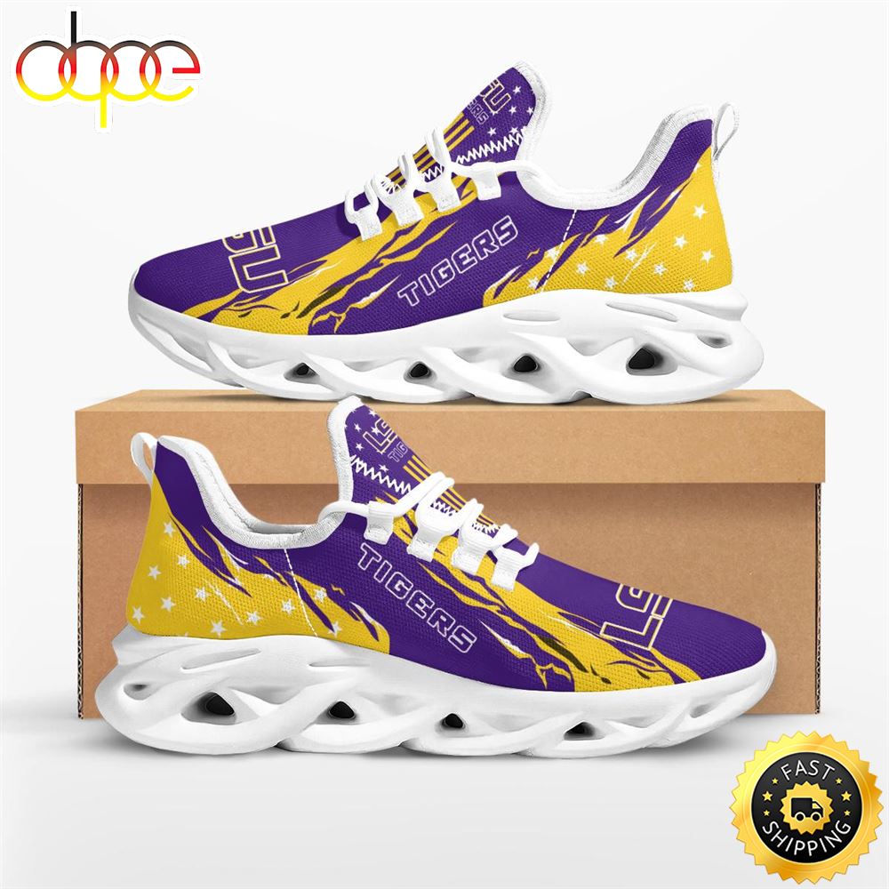 Sportswearmerch LSU Tigers NCAA Stars and Stripes Max Soul Shoes Sneakers For Men And Women