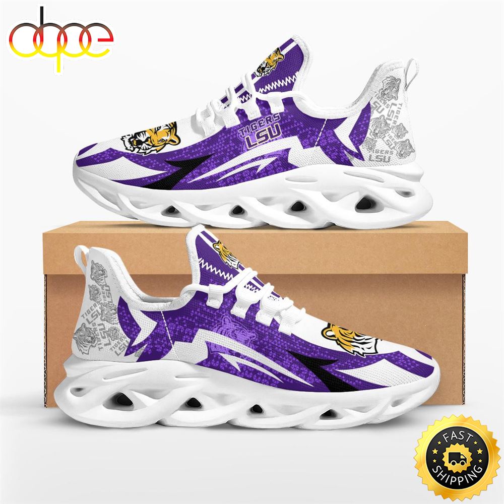 Sportswearmerch LSU Tigers NCAA Symbol Geometric Pattern Max Soul Shoes Sneakers For Men And Women
