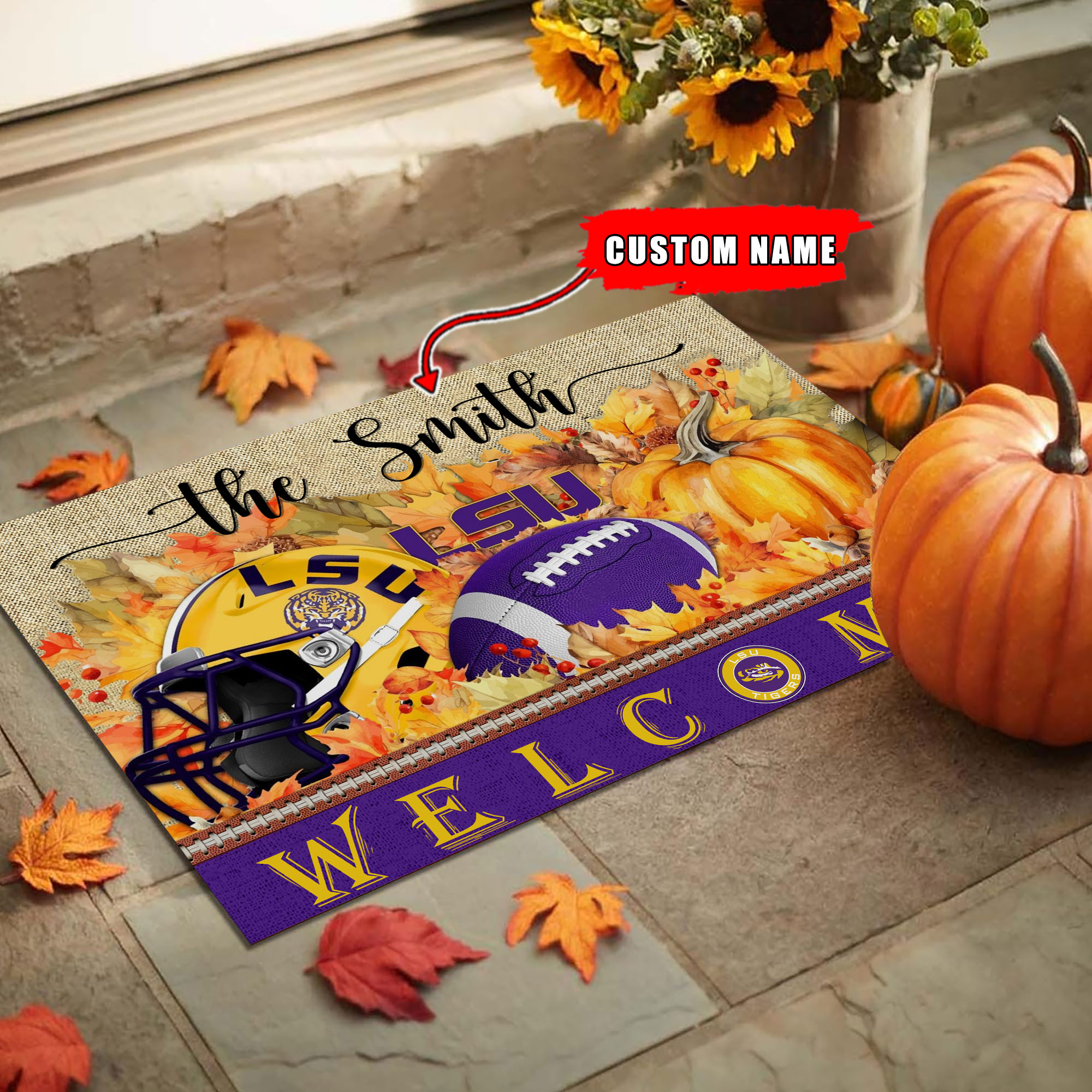 Sportswearmerch LSU Tigers NCAA Welcome Fall Football Doormat For Fan