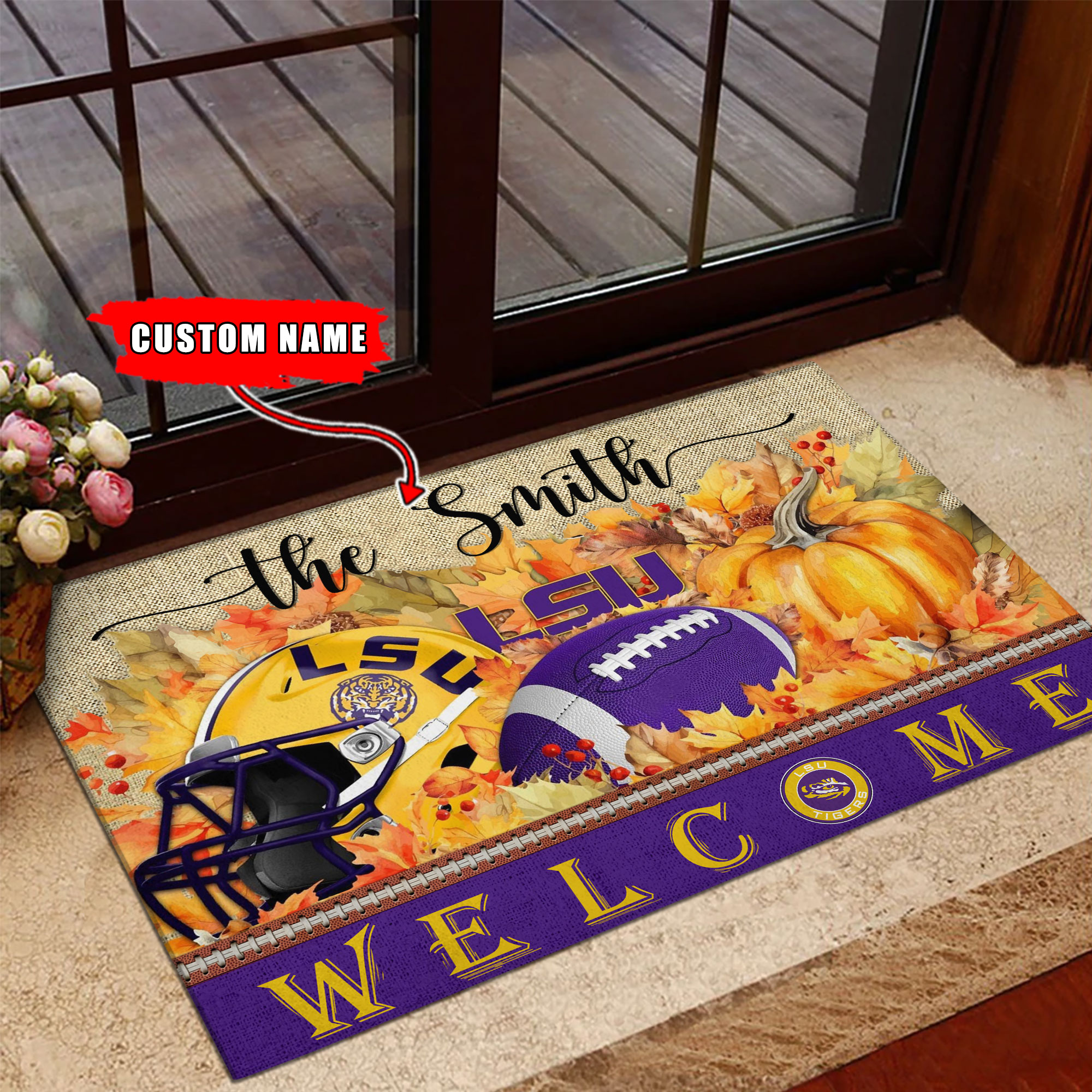 Sportswearmerch LSU Tigers NCAA Welcome Fall Football Doormat For Fan