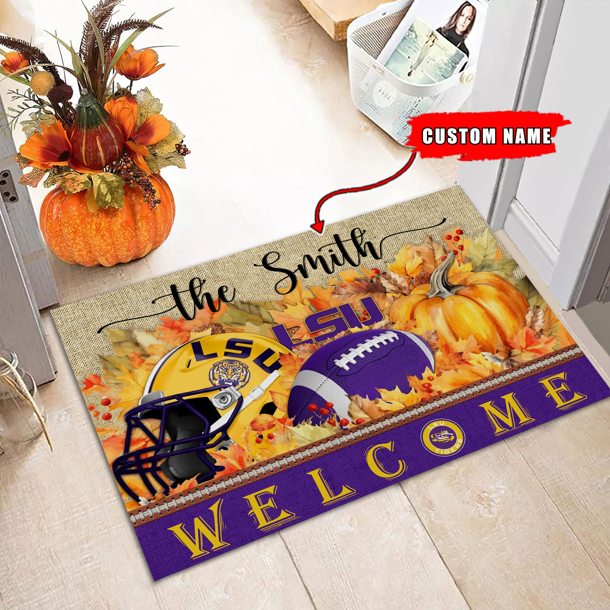 Sportswearmerch LSU Tigers NCAA Welcome Fall Football Doormat For Fan