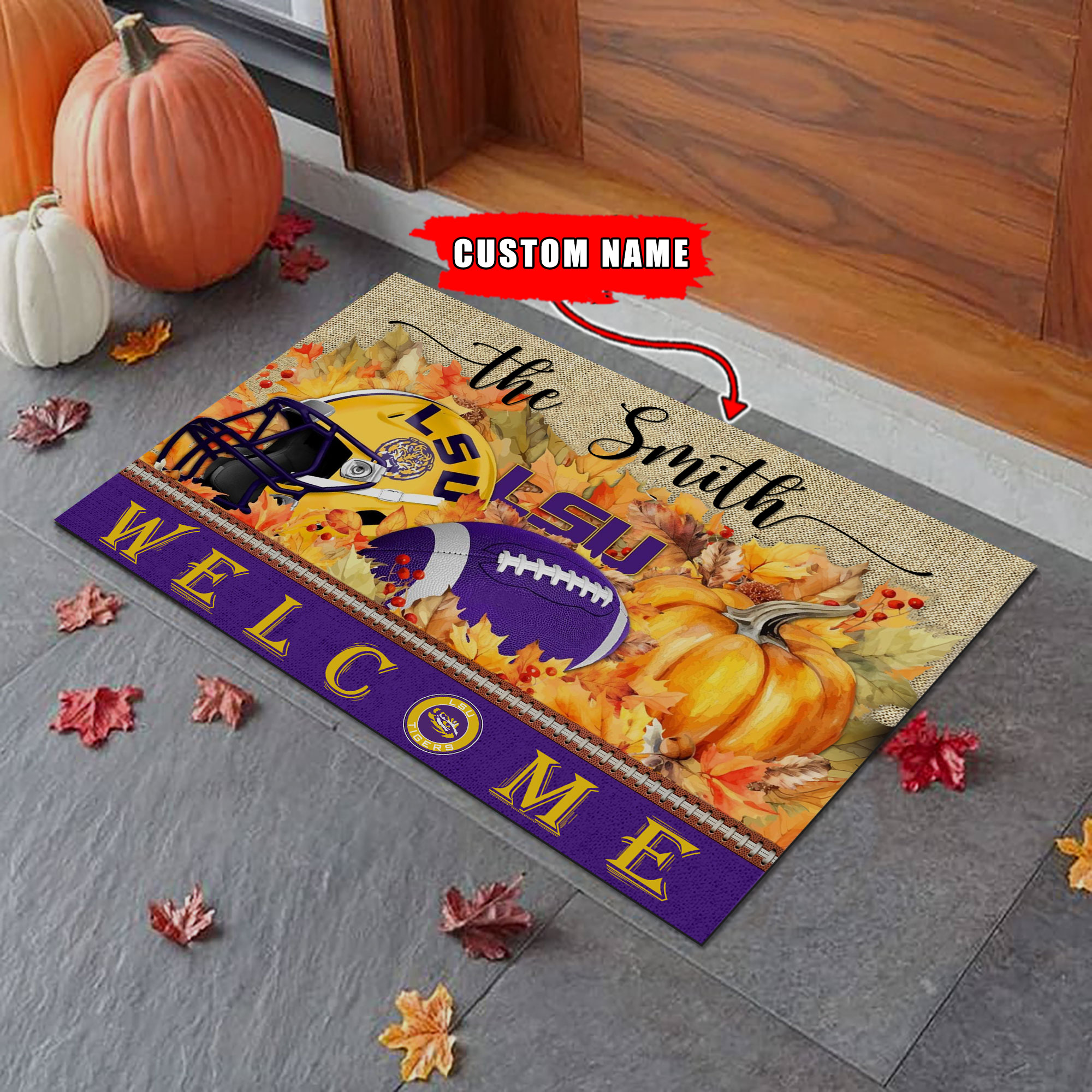 Sportswearmerch LSU Tigers NCAA Welcome Fall Football Doormat For Fan
