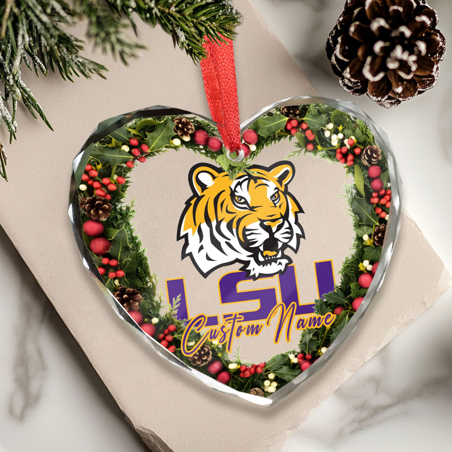 Sportswearmerch LSU Tigers NCAA x Christmas Glass Ornament Gift For Fans