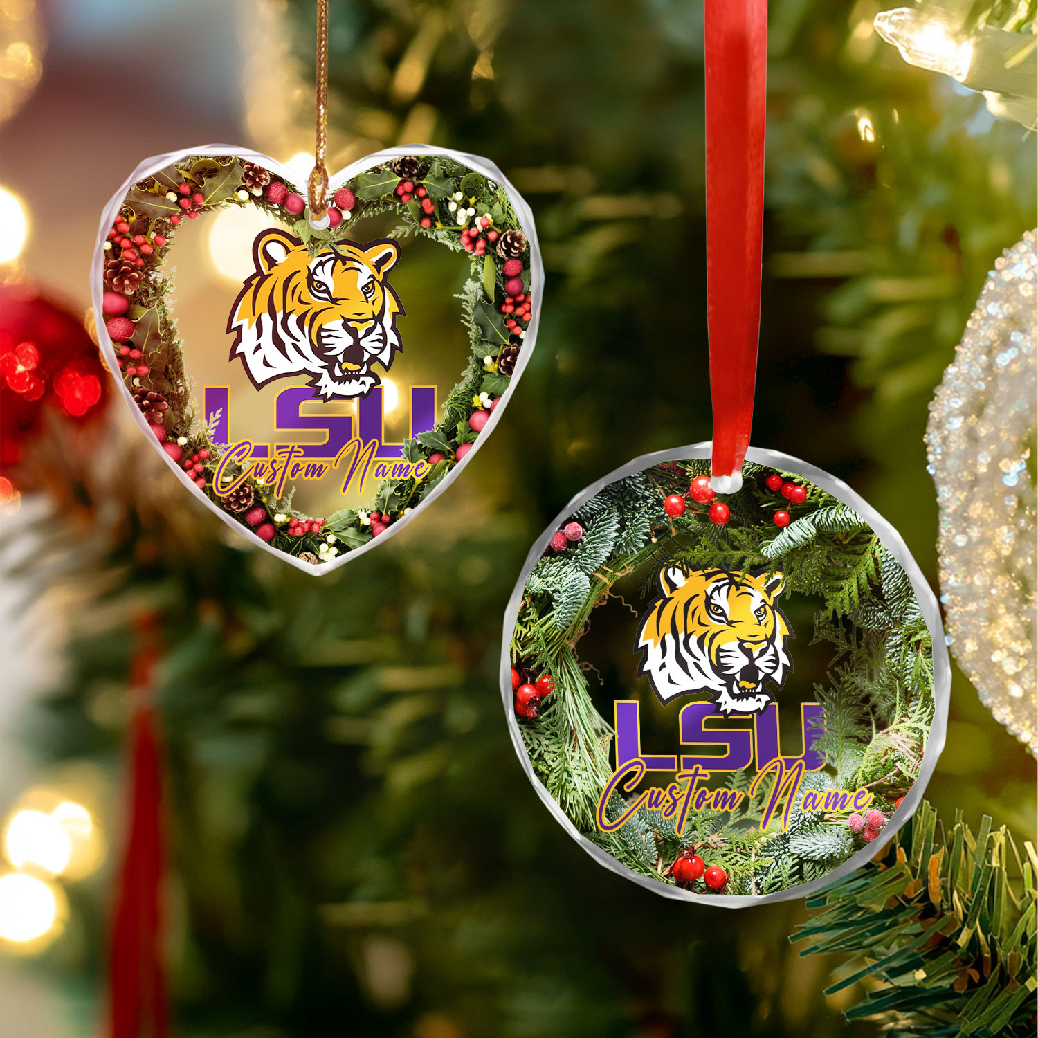 Sportswearmerch LSU Tigers NCAA x Christmas Glass Ornament Gift For Fans