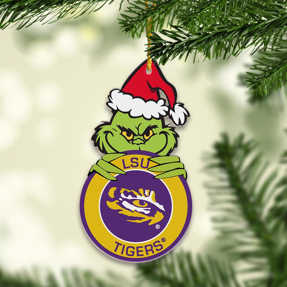 Sportswearmerch LSU Tigers NCAA x Grinch Christmas Acrylic Ornament For Fans