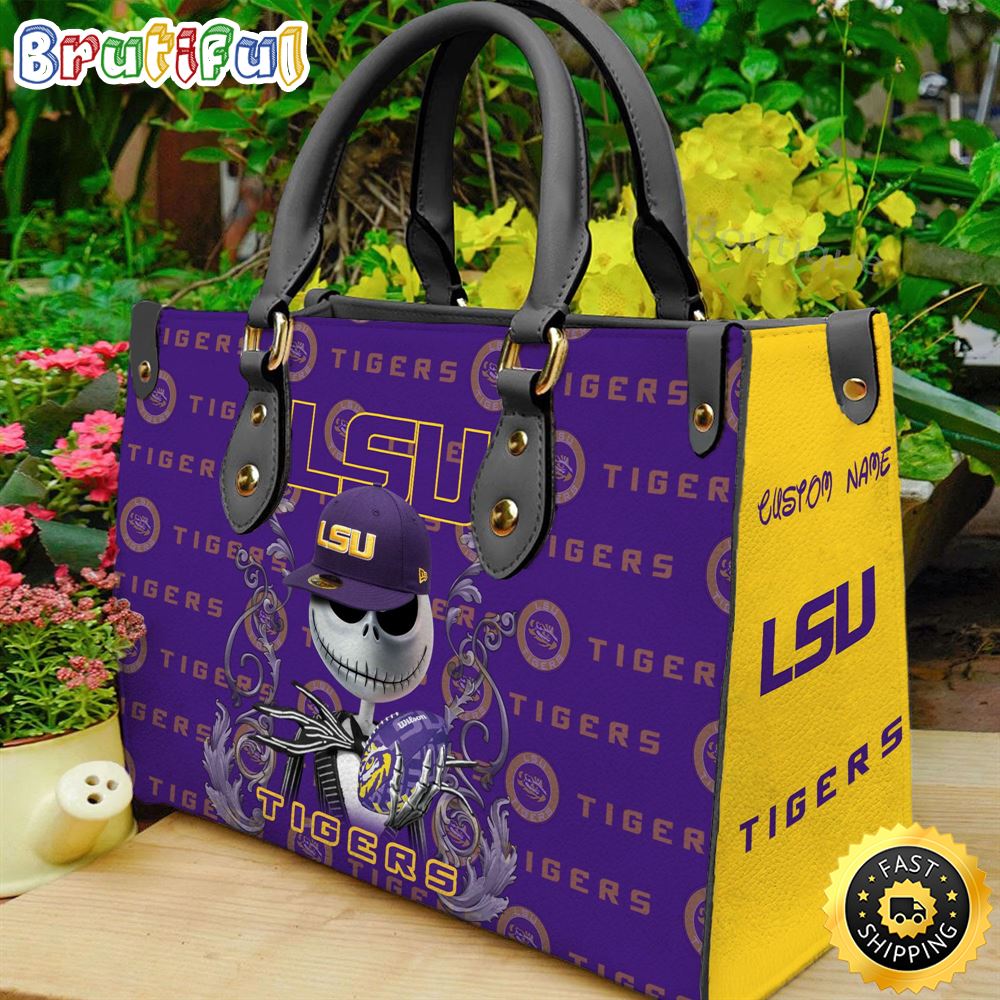Sportswearmerch LSU Tigers NCAA x Jack Skellington Women Leather Bag For Fan