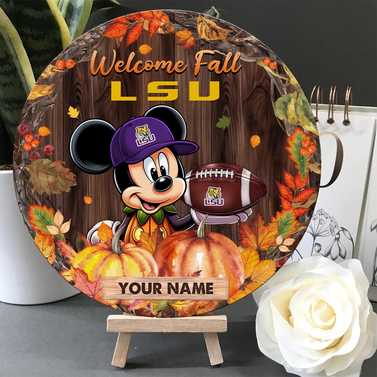 Sportswearmerch LSU Tigers NCAA x Mickey Round Wooden Sign For Fan