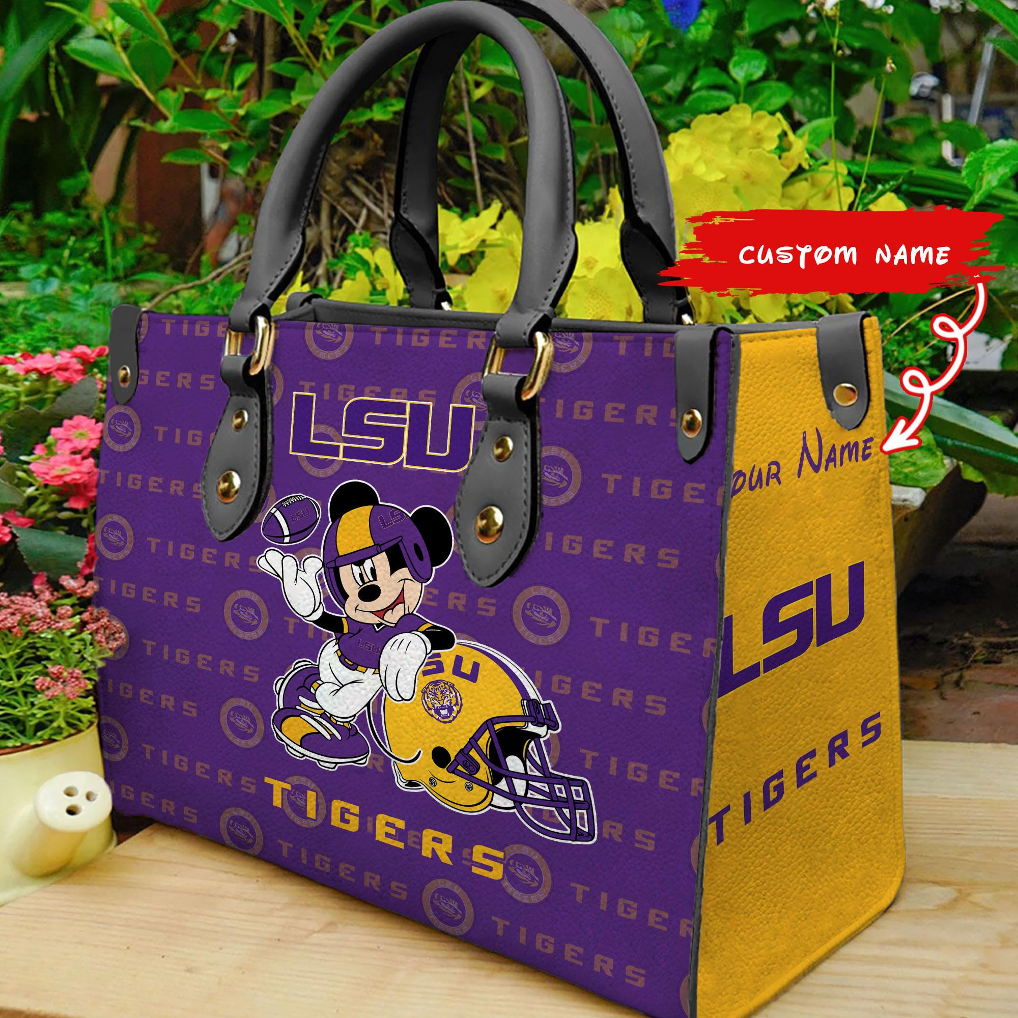 Sportswearmerch LSU Tigers NCAA x Mickey Women Leather Handbag For Fan