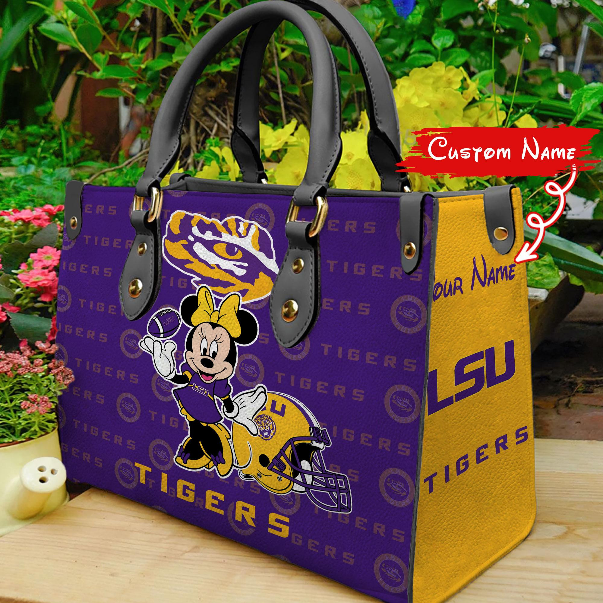 Sportswearmerch LSU Tigers NCAA x Minnie Women Leather Handbag For Fan