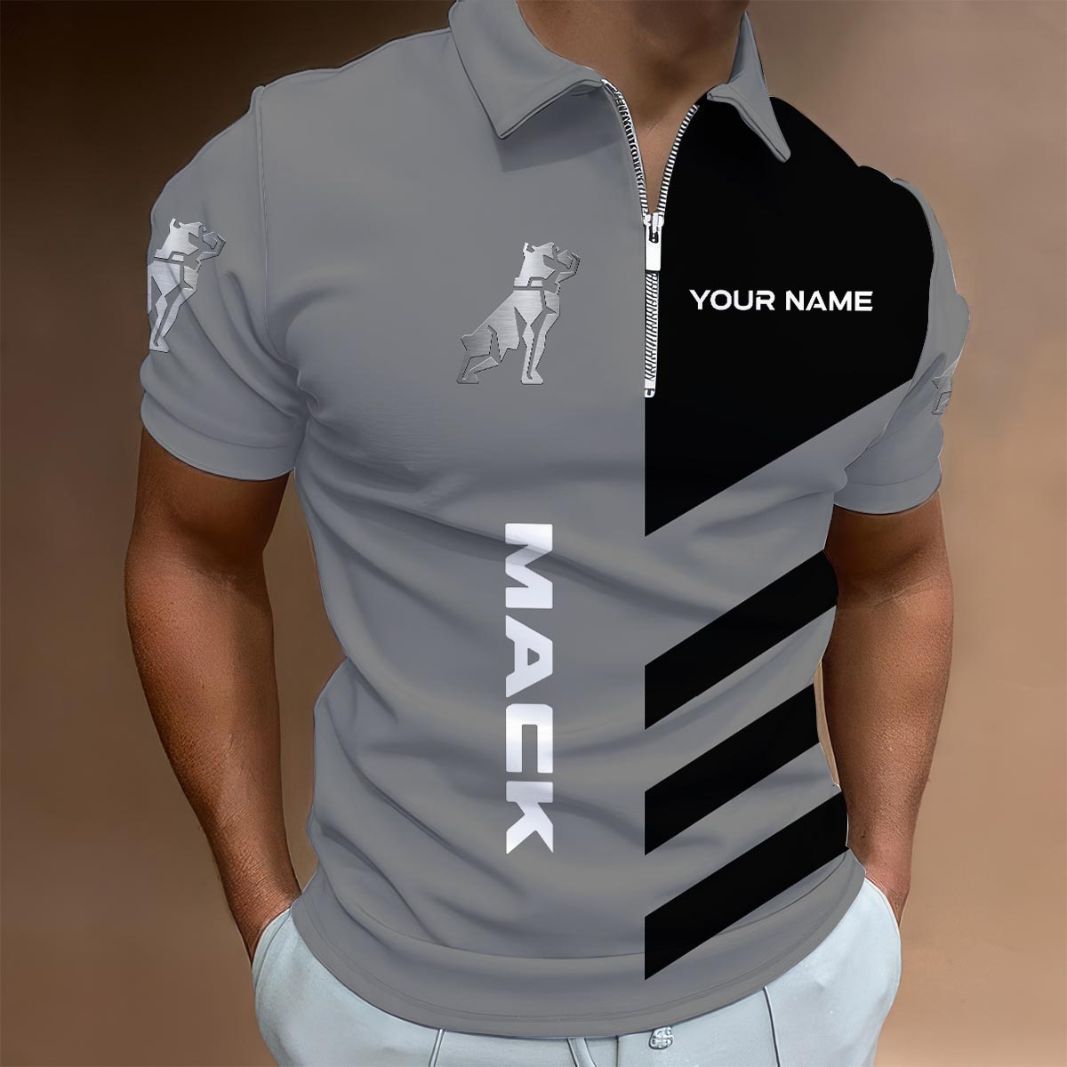 Sportswearmerch Mack Truck Lapel Zip Polo Shirt For Fan