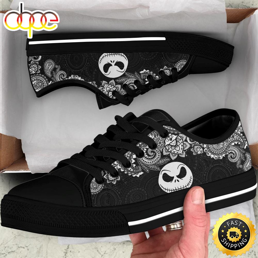 Sportswearmerch Mandala Jack Skellington Movie Women Low Top Canvas Sneakers Shoes For Men And Women
