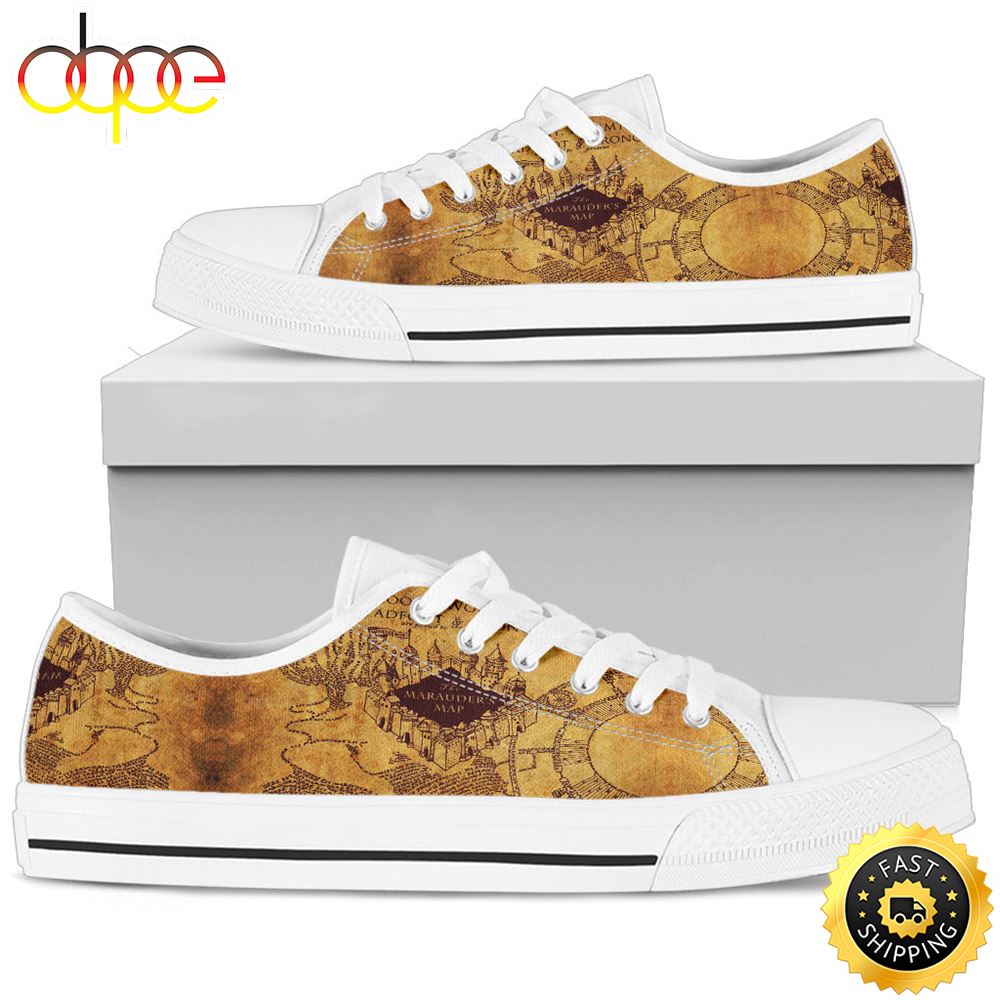 Sportswearmerch Marauder's Map Women Low Top Canvas Sneakers Shoes For Men And Women