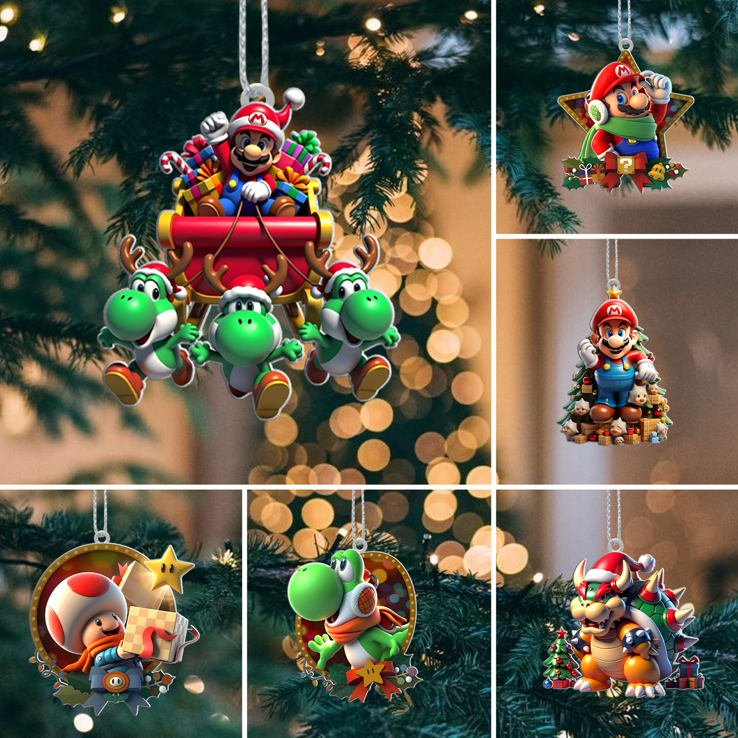 Sportswearmerch Mario x Christmas Acrylic Ornament Gift For Fan