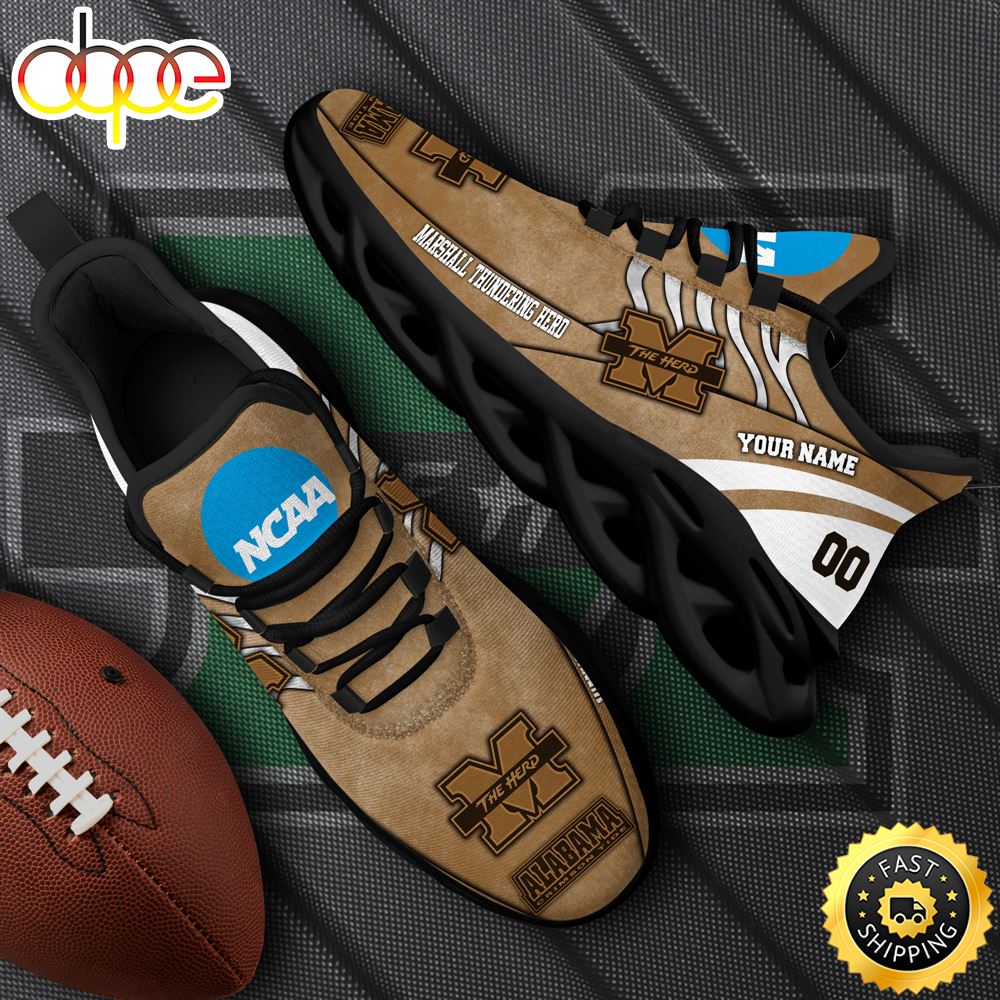 Sportswearmerch Marshall Thundering Herd NCAA Black Max Soul Shoes Sneakers For Men And Women