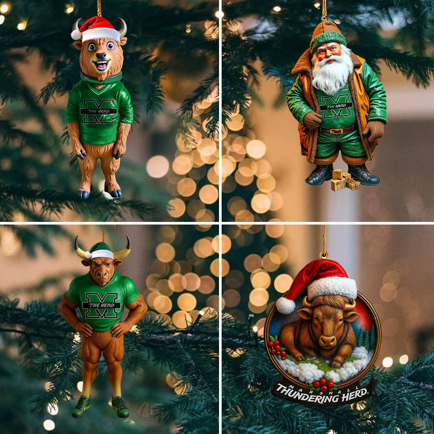 Sportswearmerch Marshall Thundering Herd NCAA Christmas Acrylic Ornament Gift For Fan