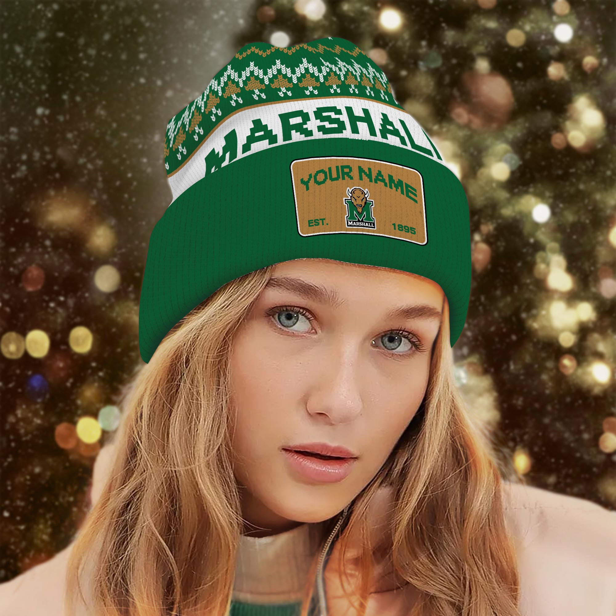 Sportswearmerch Marshall Thundering Herd NCAA Christmas Beanie Hat For Fan
