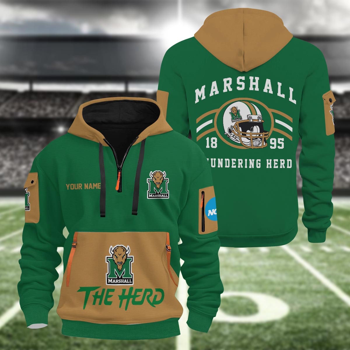 Sportswearmerch Marshall Thundering Herd NCAA Half Zip Hoodie Personalized For Fan