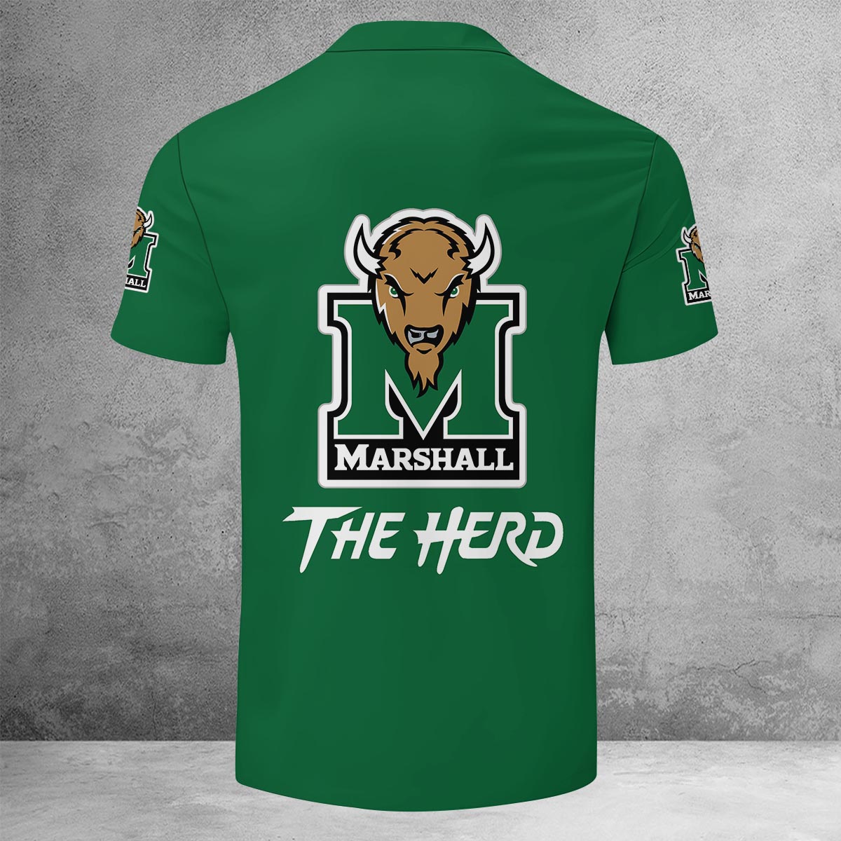 Sportswearmerch Marshall Thundering Herd NCAA Lapel Zip Polo Shirt For Fan