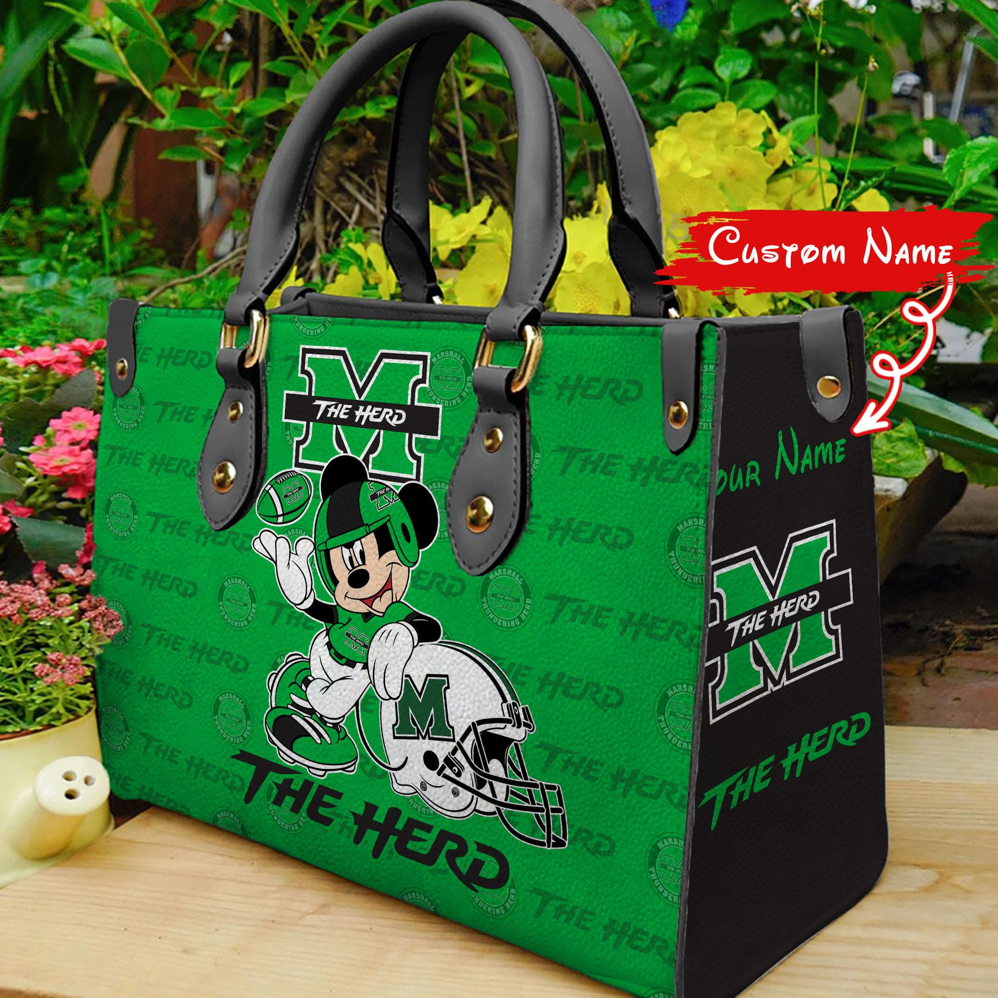 Sportswearmerch Marshall Thundering Herd NCAA x Mickey Women Leather Handbag For Fan