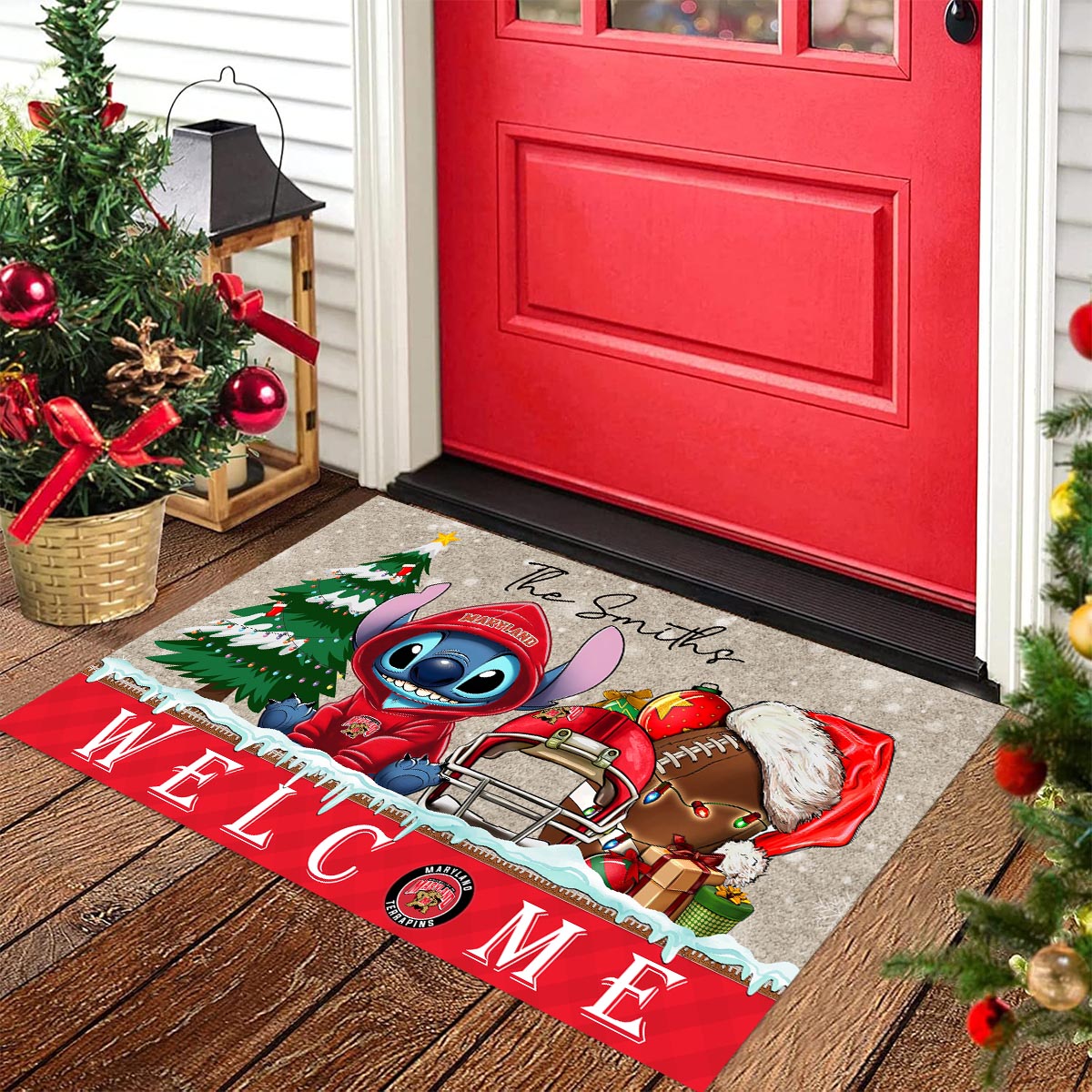 Sportswearmerch Maryland Terrapins NCAA x Cute Stitch Christmas Doormat For Fan