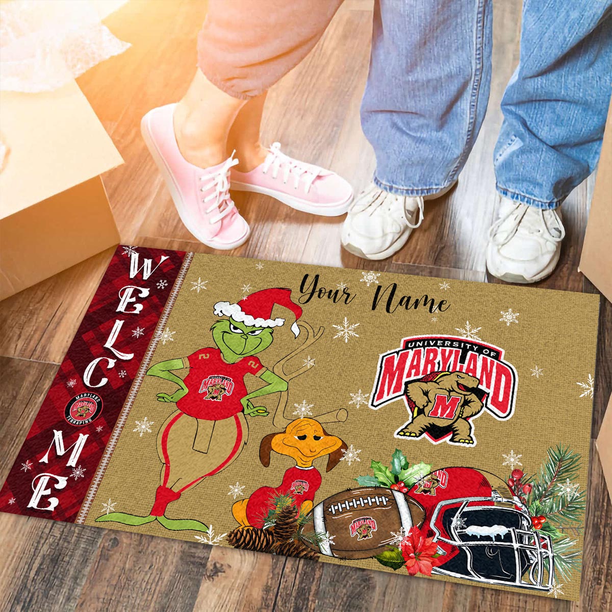 Sportswearmerch Maryland Terrapins NCAA x Grinch Christmas Welcome Football Doormat For Fan