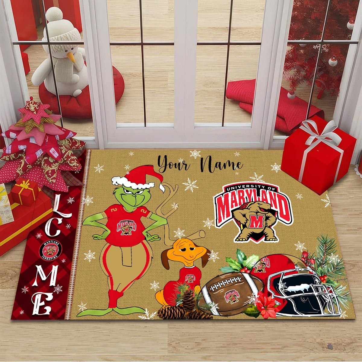 Sportswearmerch Maryland Terrapins NCAA x Grinch Christmas Welcome Football Doormat For Fan