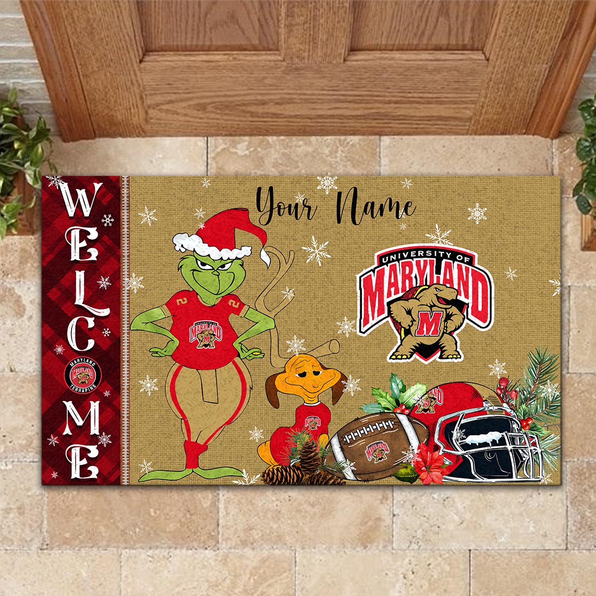 Sportswearmerch Maryland Terrapins NCAA x Grinch Christmas Welcome Football Doormat For Fan