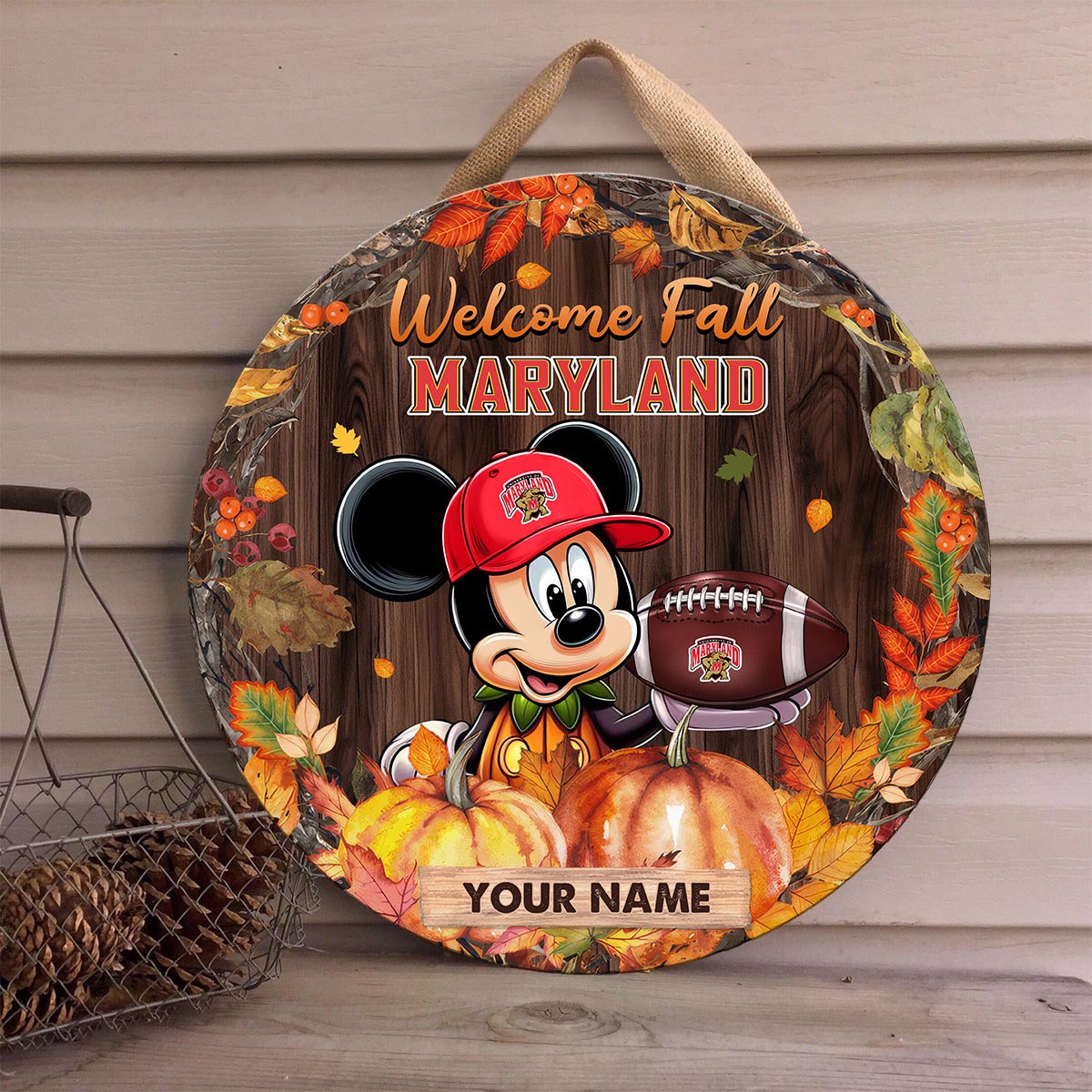 Sportswearmerch Maryland Terrapins NCAA x Mickey Round Wooden Sign For Fan