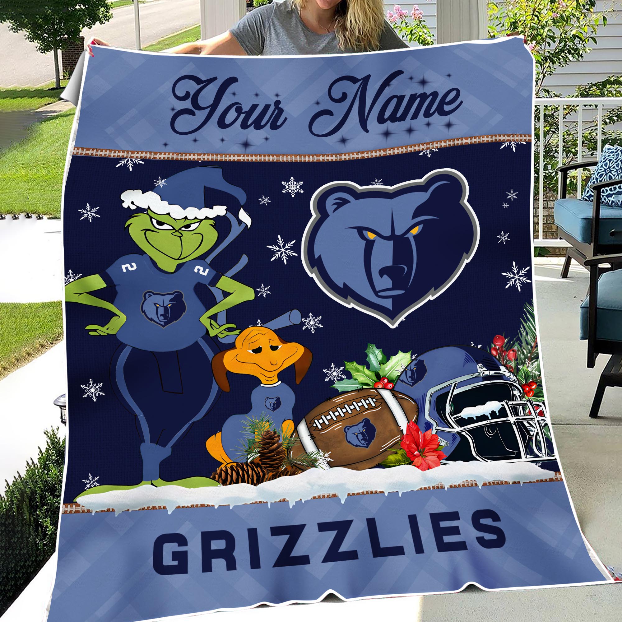 Sportswearmerch Memphis Grizzlies NBA x Grinch Christmas Fleece Blanket For Fan