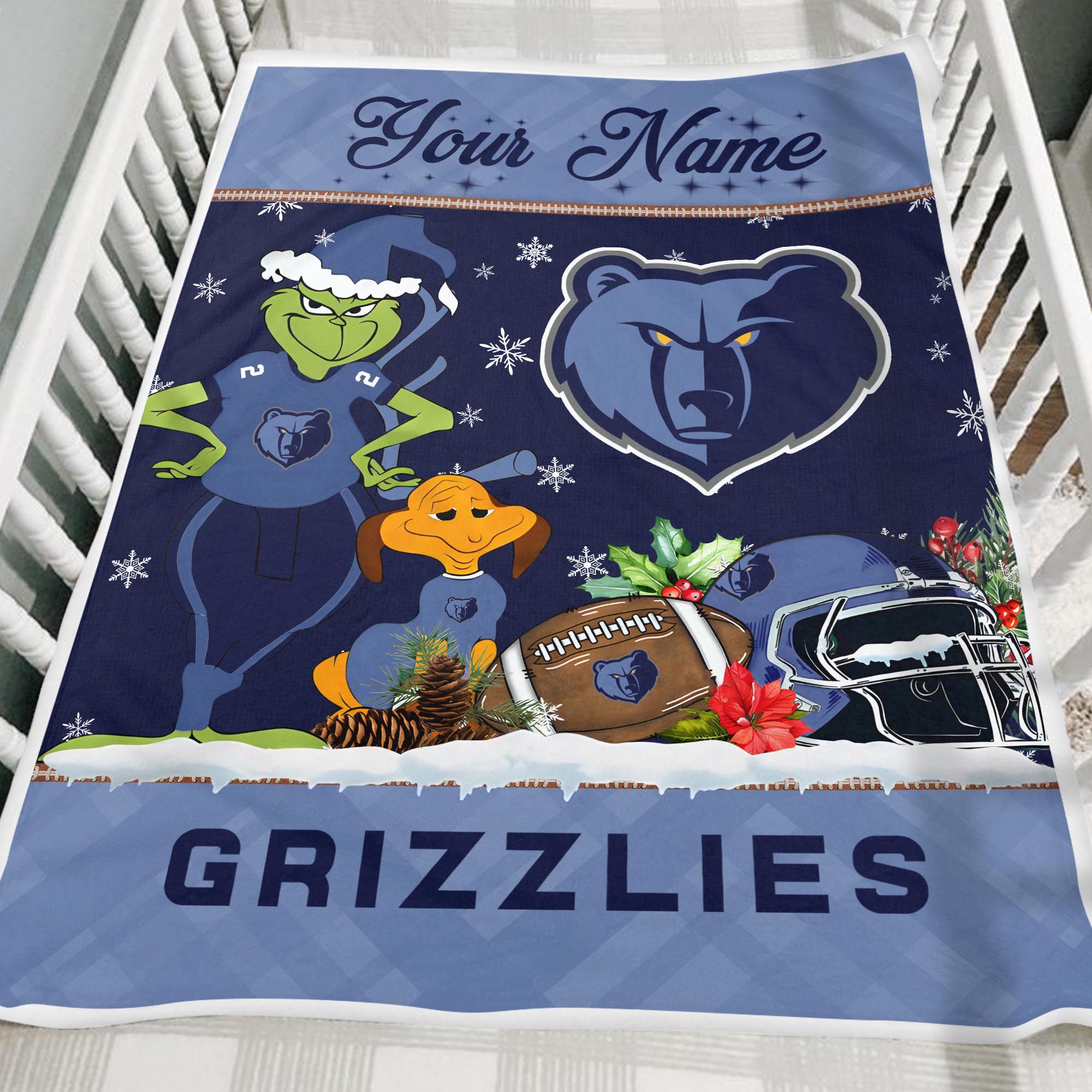 Sportswearmerch Memphis Grizzlies NBA x Grinch Christmas Fleece Blanket For Fan