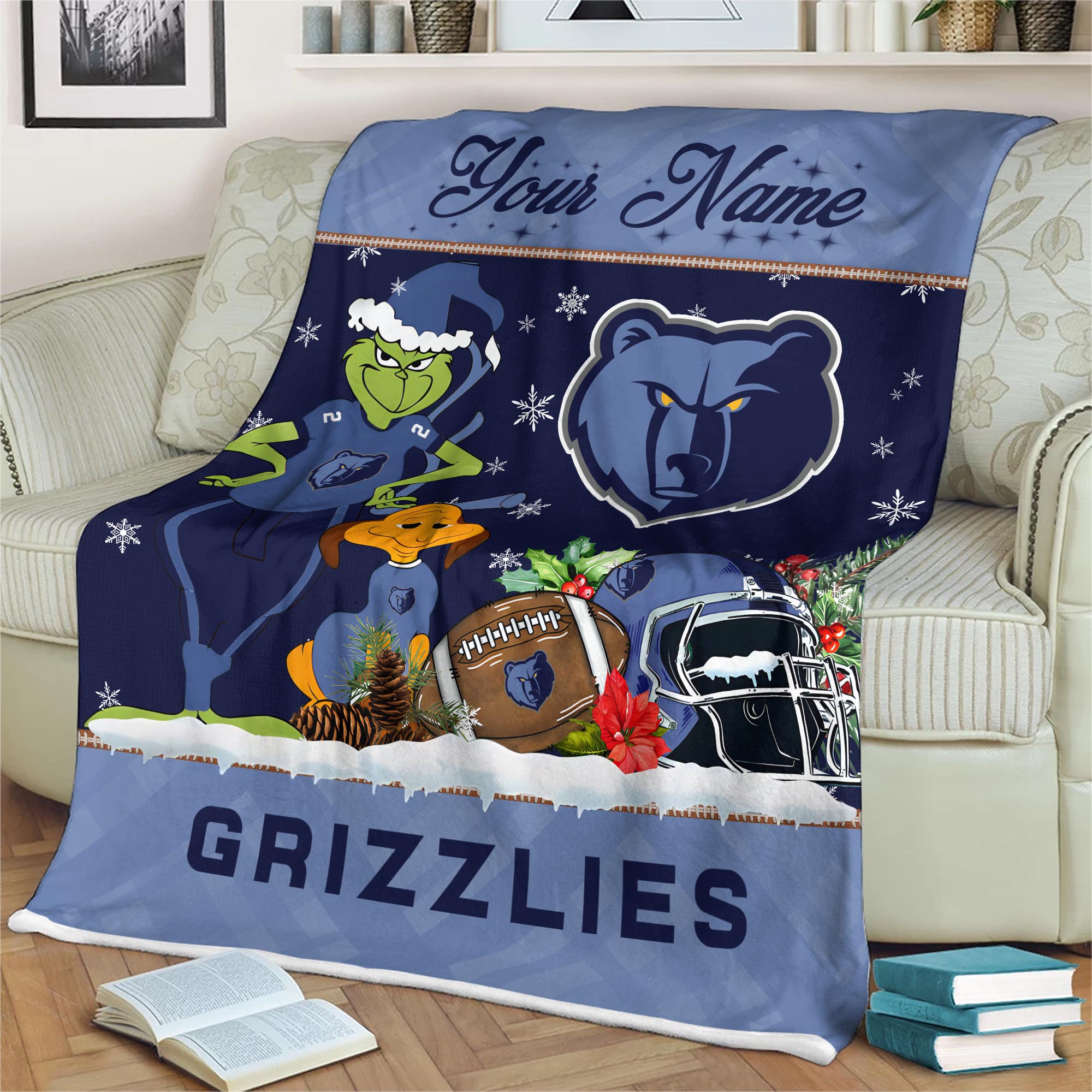 Sportswearmerch Memphis Grizzlies NBA x Grinch Christmas Fleece Blanket For Fan