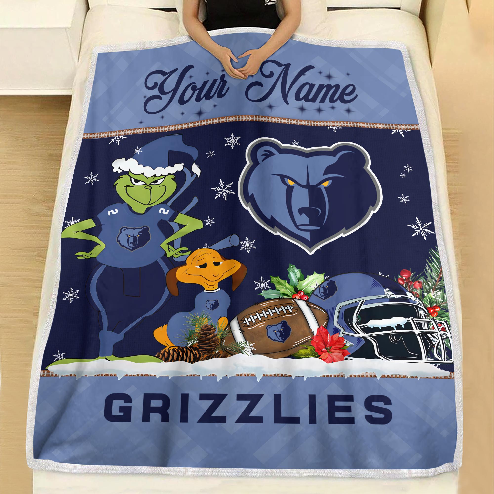 Sportswearmerch Memphis Grizzlies NBA x Grinch Christmas Fleece Blanket For Fan