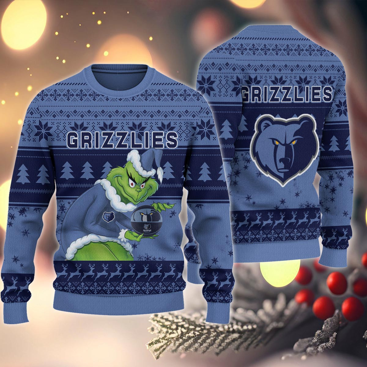 Sportswearmerch Memphis Grizzlies NBA x Grinch Christmas Ugly Sweater For Fans