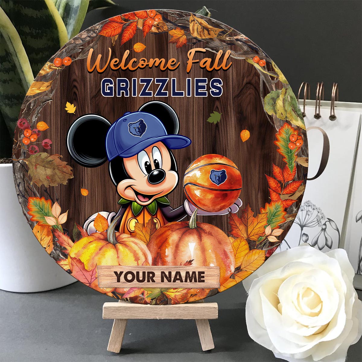 Sportswearmerch Memphis Grizzlies NBA x Mickey Round Wooden Sign For Fan