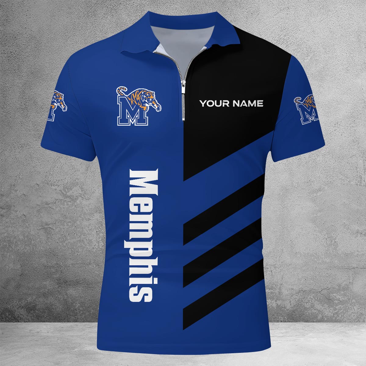 Sportswearmerch Memphis Tigers NCAA Lapel Zip Polo Shirt For Fan