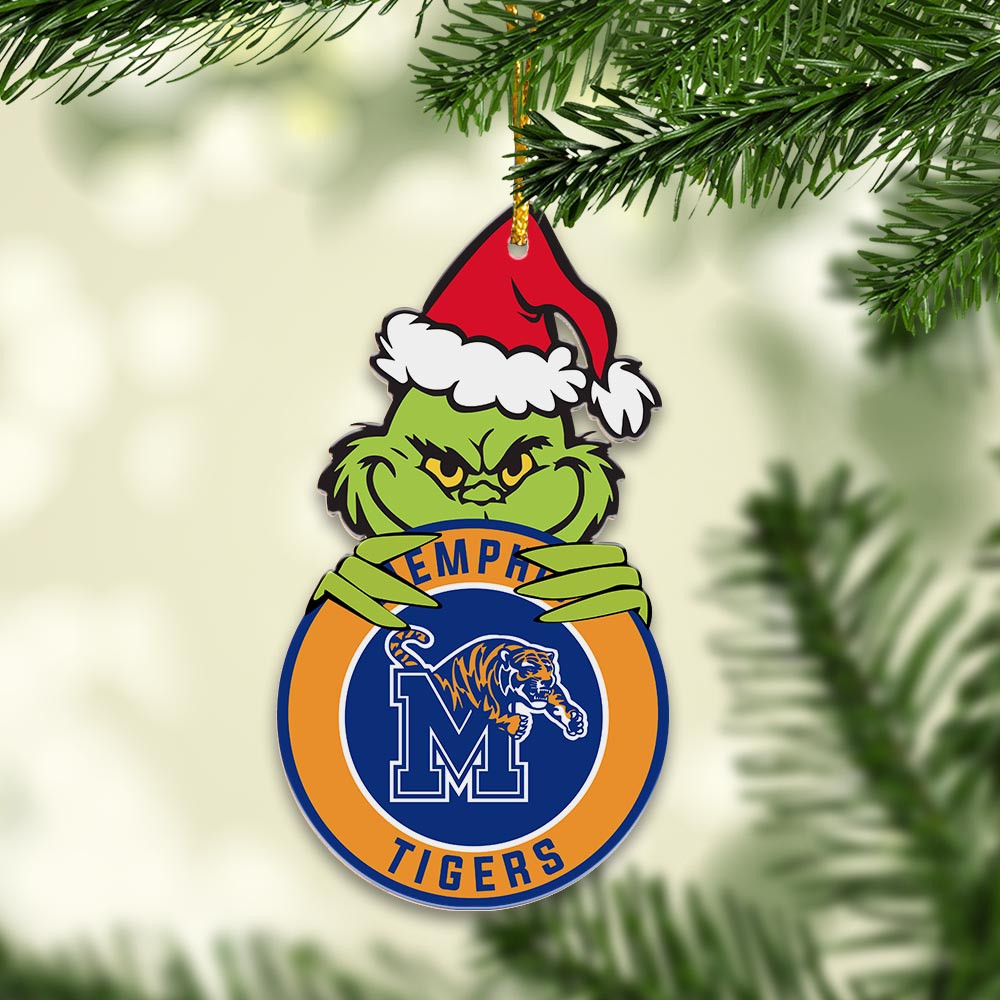 Sportswearmerch Memphis Tigers NCAA x Grinch Christmas Acrylic Ornament For Fans