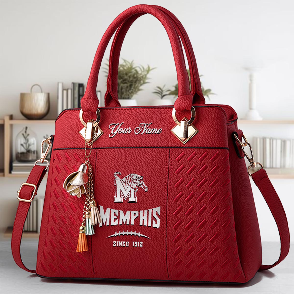 Sportswearmerch Memphis Tigers NCAA Zip Leather Handbag For Fan