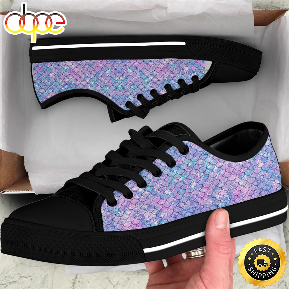 Sportswearmerch Mermaid Pattern Women Low Top Canvas Sneakers Shoes For Men And Women